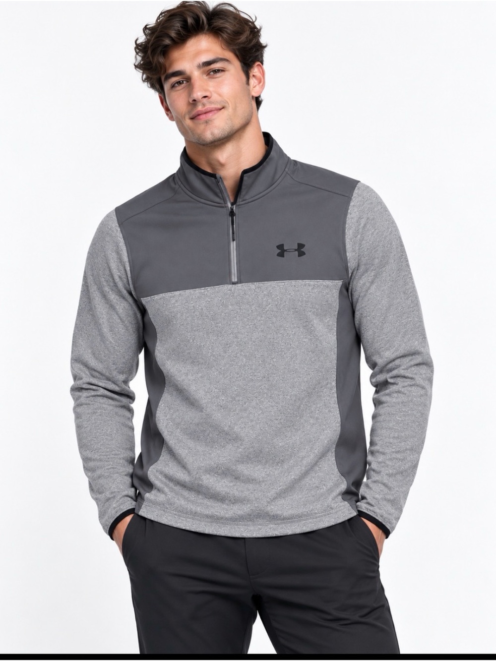 Under Armour Men's Gray Two-Tone Quarter-Zip Pullover